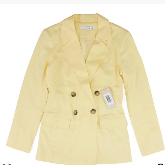 New with Tags JustFab Pale Yellow Double Breasted Women’s Blazer size S - Picture 4 of 5